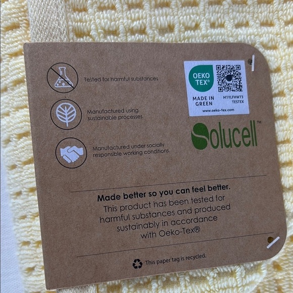 Ecoexistence Oversized Bath Towel Set Waffle Weave Yellow 100% Cotton 2 Pc NEW - Picture 9 of 9